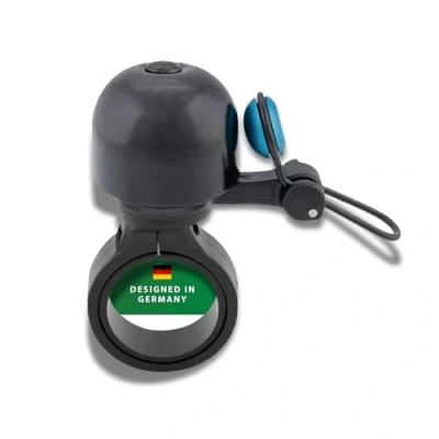 Abbildung von CONTEC Fahrrad Klingel Diamond Bing, Bike Glocke, Bell, mit Lenker Klemmung, 22,2 mm Durchmesser, Universal Halterung, verstellbar, laut, Messing, schwarz blau