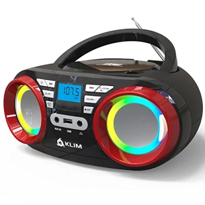 Abbildung von KLIM B3 Tragbarer CD Player NEU 2024 FM Radio, CD, MP3, Bluetooth, AUX, USB, RGB LED Boombox wiederaufladbaren Akku Verbesserte Laserlinse Digitaler EQ