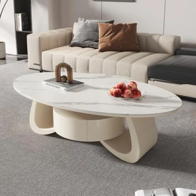 Abbildung von STCERY Moderner Couchtisch, Rustikale Bauernhof Couchtische, Couchtisch mit Schublade Lagerung, Modernes Design, Kaffeetisch Wohnzimmertisch Sofatisch(White)