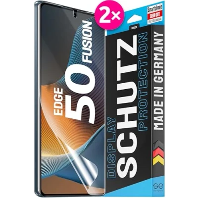 Abbildung von 2x se® 3D SCHUTZFOLIE Transparent für Motorola Edge 50 Fusion, Selbstheilend, 100% Fingerabdruck &amp; FaceID kompatibel, einfache blasenfreie Installation, Ultra Klar, Stoß Kratzfest TPU, aus Deutschland