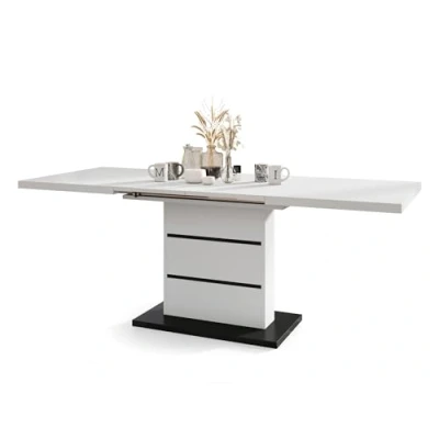 Abbildung von All4All Couchtisch Pino Wohnzimmertisch Kaffeetisch Tisch mit Einlegeplatten Satztisch Metallgestell Coffee Table 120x80cm Weiß + Schwarz