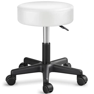 Abbildung von TRESKO Drehhocker Rollhocker höhenverstellbar, 10 cm Dicke Polsterung, Arbeitshocker Hocker 360 drehbar
