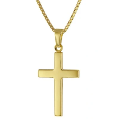 Abbildung von trendor Kette mit Anhänger Kreuz für Gold 585 Vergoldeter Silberkette