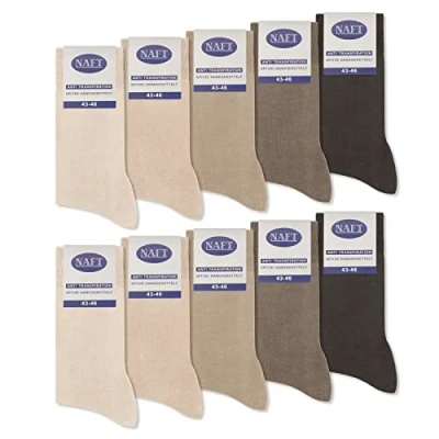 Abbildung von 10 Paar Socken 100% Baumwolle Herren Komfortbund ohne Naht 10600 WP (Beige Braun 47 50)