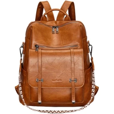 Abbildung von Leathario Rucksack damen Wasserdicht,Cityrucksack aus veganem Leder, Mittelgroße rucksackhandtaschen, Cityrucksack für Uni,Travel, Arbeit