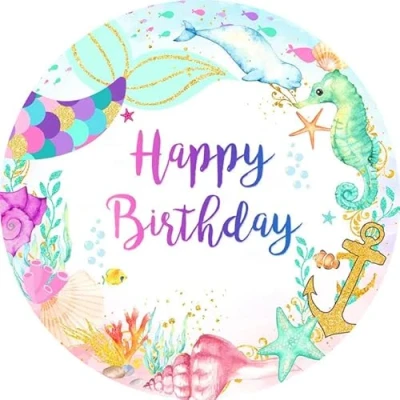 Abbildung von Fondant Tortenaufleger Tortenbild Geburtstag Happy Birthday/Meerjungfrau K 20