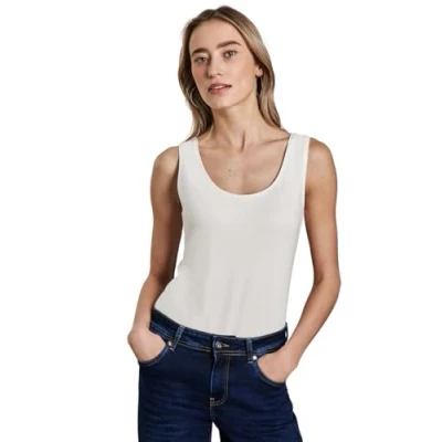 Abbildung von Street One Damen A322896 Basic Top in Unifarbe, Off White, 44
