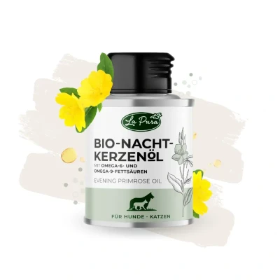 Abbildung von LaPura Nachtkerzenöl Bio für Hunde &amp; Katzen 100% natürlich, kaltgepresst, mit Omega 6 9, Haut, Fell Immunsystem, Barf Ergänzung, 100 ml