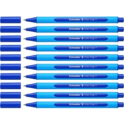 Abbildung von Schneider Slider Edge F Kugelschreiber (Strichstärke: F, dokumentenecht, Dreikant Stift) 10er Packung blau