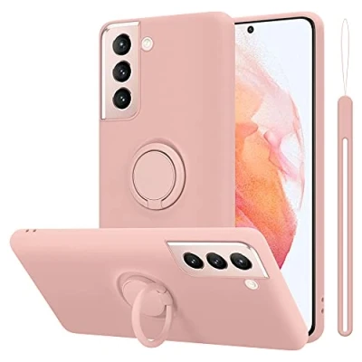 Abbildung von Cadorabo Hülle kompatibel mit Samsung Galaxy S21 5G Schutzhülle TPU Silikon Case Liquid Design Ring Slim Kratzfest Liquidsilikon Microfaser für in Rosa