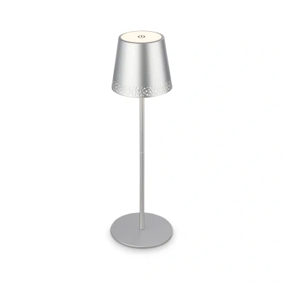 Abbildung von BRILONER LED Akku Tischleuchte 2 in 1, Stufenweise Dimmbar, Touch, Mobiles Licht, Tischlampe Aussen, kabellos, Chrom Matt