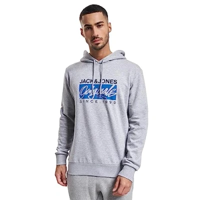 Abbildung von JACK &amp; JONES Men&#039;s JORRACES Sweat Hood FST Kapuzenpullover, Light Grey Melange, M