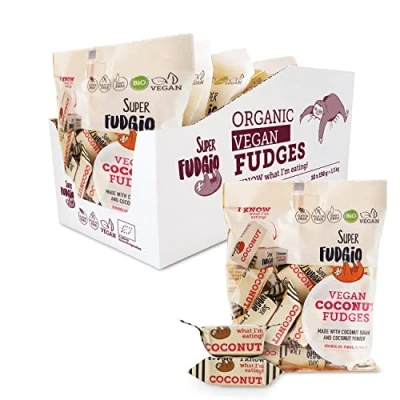 Abbildung von SUPER FUDGiO Organic Bonbons Kokosnuss Vegan und Glutenfrei Bio Karamellbonbons ohne Palmöl mit Kokosmilch Kokosnusszucker 10 X 150g Multipack