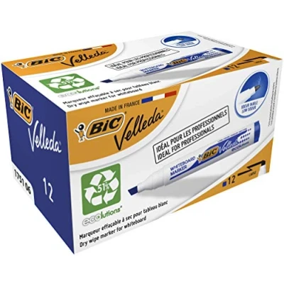 Abbildung von BIC Velleda 1751 Ecolutions Dry Erase Filz Blau, Karton mit 12 Stück