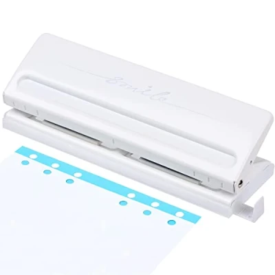 Abbildung von REAQUE 6 Fach Lochung, Locher Loch Desktop Punch für Verstellbare Abstände A4 A5 A6 A7 B5 Binder/Ordner, Blatt Stanzkapazität, 5 mm Lochdurchmesser