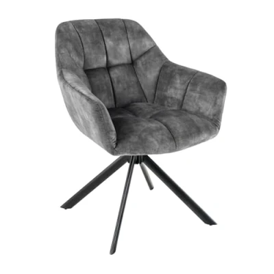 Abbildung von riess ambiente Polsterstuhl PAPILLON grau / schwarz (Einzelartikel, 1 St), Esszimmer · Samt Metall Armlehne 180 drehbar Modern Design