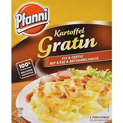 Abbildung von Pfanni Kartoffel Gratin für die schnelle Zubereitung mit Käse und Béchamelsauce 100% deutsche Kartoffeln, 1 x 400 g