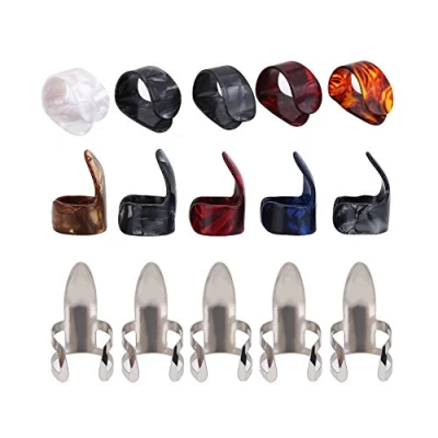 Abbildung von Dilwe 15 Stücke Gitarre Fingerpick, mit box DIY Daumen Picks Finger Xylonit Zeigefinger Fingerpick Protector Zubehör für alle