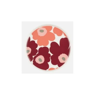 Abbildung von Marimekko Oiva/Unikko Plate 20 cm, D cm White, dk.Cherry, Salmon red