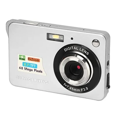 Abbildung von 4K Digitalkamera mit 2,7 Zoll LCD Bildschirm, 48 Megapixel 8 fach Zoom Kompaktkamera Fülllicht, Wiederaufladbare Digitalkameras für Anfänger, Unterstützung Serienaufnahmen (Silber)