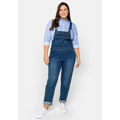 Abbildung von Sheego Latzhose, Damen, Größe: 48, Blue used denim
