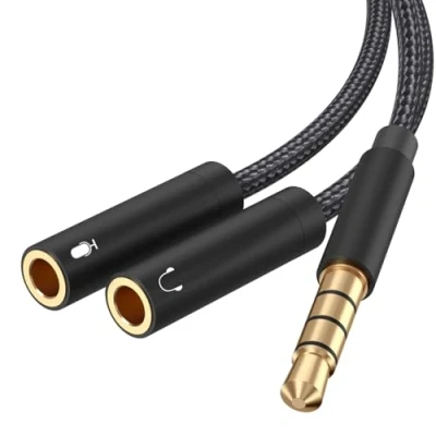 Abbildung von Froggen Kopfhörer Adapter Splitter, 3.5mm Stecker auf Doppel Klinkenstecker (Headset und Mikrofon) Y Splitter Kabel für Gaming Headset, PS4, Xbox One, Handy Laptop