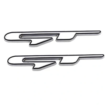 Abbildung von GT Emblem, Metall, Chrom, Abzeichen für Auto, Kotflügel, Kofferraumdeckel, kurzes Logo, SUV, Coupé, 3D Aufkleber (Silber)