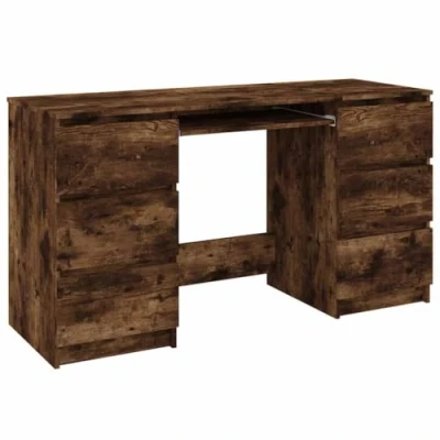 Abbildung von vidaXL Schreibtisch Computertisch Arbeitstisch Bürotisch PC Tisch Büro Laptoptisch Büromöbel Arbeitszimmer Räuchereiche 140x50x77cm Holzwerkstoff