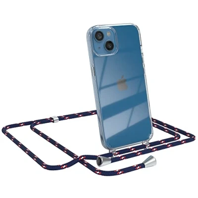 Abbildung von EAZY CASE Handykette kompatibel mit iPhone 13 Handyhülle Umhängeband, Handykordel Schutzhülle, Silikonhülle, Hülle Band, Stylische Kette für Smartphone, Navy Camouflage