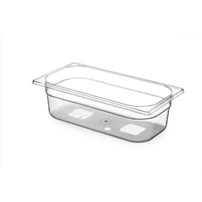 Abbildung von HENDI Gastronormbehälter, Temperaturbeständig von 40 bis 90C, BPA frei, Geruchs und geschmacksneutral, Enthält kein Bisphenol A, Stapelbar, 4L, GN 1/3, 325x176x(H)100mm, Hochtransparent