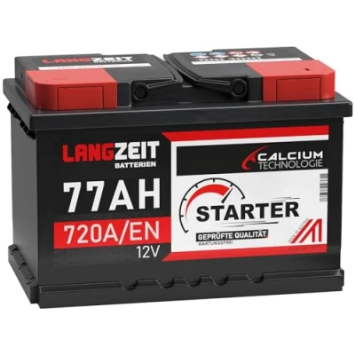 Abbildung von LANGZEIT Autobatterie 77AH 12V 720A/EN Starterbatterie +30% mehr Leistung ersetzt Batterie 74Ah 70Ah 72Ah 75Ah