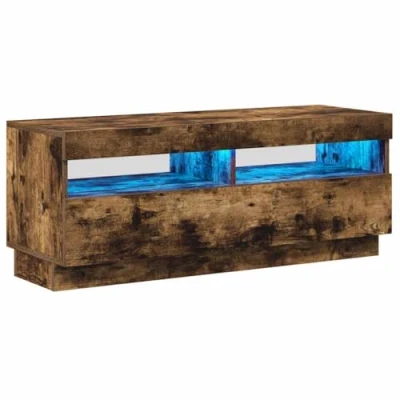 Abbildung von vidaXL TV Schrank mit LED Leuchten Lowboard Möbel Tisch Board Sideboard Fernsehschrank Fernsehtisch HiFi Räuchereiche 100x35x40cm
