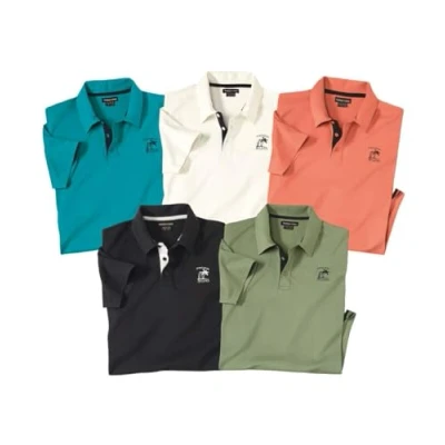 Abbildung von ATLAS FOR MEN 5er Pack Polohemden Herren Poloshirt mit Aufdruck Polohemd für Männer Poloshirts Knopfleiste In großen Größen erhältlich
