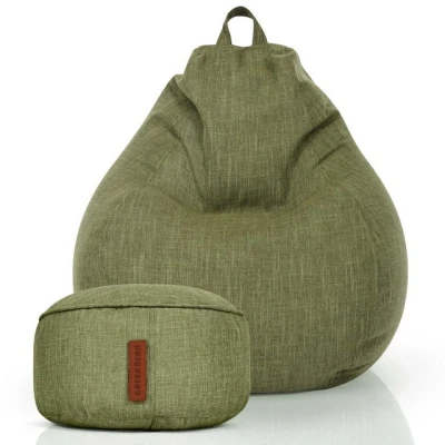 Abbildung von Green Bean Sitzsack Home Linen (Indoor Riesensitzsack und Pouf mit EPS Perlen Füllung, Kuschelig Weich Waschbar), Drinnen Stoff Bodenkissen Liegekissen Sitzkissen Lounge