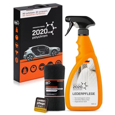 Abbildung von 2020 Polychrom Auto Lederpflege Set Lederreiniger &amp; Kunstleder Pflege mit Mikrofaser Leather Conditioner für Autositze Ledercouch Tiefenreinigung Echtleder