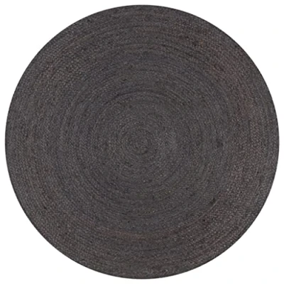 Abbildung von Teppich Handgefertigt Jute Rund 90 cm Dunkelgrau, vidaXL, Runde