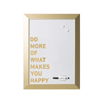 Abbildung von Bi Office, Whiteboard Kamashi &quot;Do More Of What Makes You Happy&quot;, magnetisch, trocken abwischbar, Gold MDF Rahmen, 45x60cm