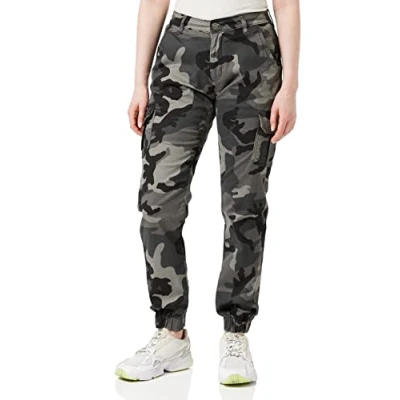 Abbildung von Urban Classics Ladies HIGH Waist camo Cargo Pants Cargohose, Damen, Größe: 27, Dark