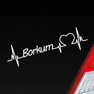 Abbildung von Hellweg Druckerei Borkum Herz Puls Insel Island Nordsee Liebe Love Auto Aufkleber Sticker Heckscheibenaufkleber