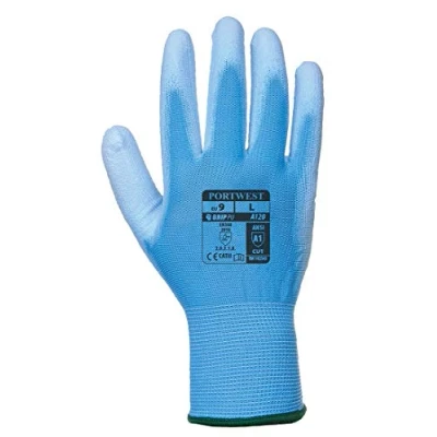 Abbildung von Portwest A120 atmungsaktiver PU Handflächenhandschuh, blau, mittel