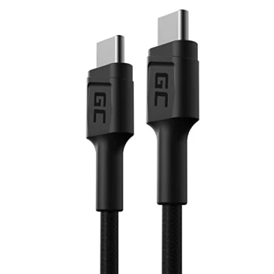 Abbildung von Green Cell Kabel USB C Typ 0.3m Ladekabel 60W Power Delivery Schwarz Schnellladekabel Kompatibel mit Samsung Galaxy S23 S22 S21 S20 Ultra Note 20 10 Android Telefonen Macbook Pro