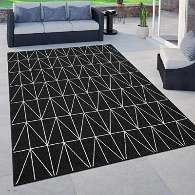 Abbildung von Paco Home In &amp; Outdoor Teppich, Terrasse u. Balkon, Wetterfest Skandinavischer Stil, Grösse:80x150 cm, Farbe:Weiß