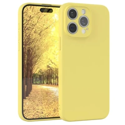 Abbildung von EAZY Case Silikonhülle für iPhone 15 Pro Max Hülle Silikon Gelb weich stoßfeste Handyhülle Schutzhülle mit Kameraschutz Dünn Premium Schutz Cover TPU Phone Bumper Pastellgelb