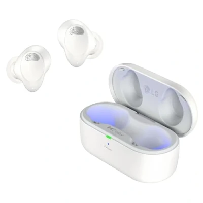 Abbildung von LG TONE Free T90S wireless In Ear Kopfhörer (Active Noise Cancelling (ANC), LED Ladestandsanzeige, UV Reinigung, kompatibel mit Siri, Google Assistant, Bluetooth, aptX Bluetooth)
