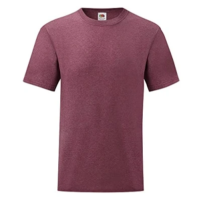 Abbildung von Fruit of the Loom Herren T Shirt, kurzärmlig, Grau, Bordeaux meliert, M