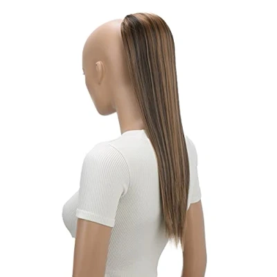 Abbildung von CAISHA 55cm Haarteil Nina Mit Kordelverschluss Zopf Haarverlängerung Glatt Braun Strähnen PH530