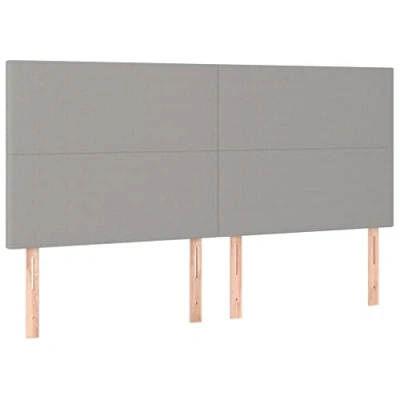 Abbildung von vidaXL Kopfteil 4 STK., Bettkopfteil mit Holzbeinen, Höhenverstellbar Polsterkopfteil für Bett, Betthaupt Bettzubehör Schlafzimmer, Hellgrau 80x5x78/88cm Stoff