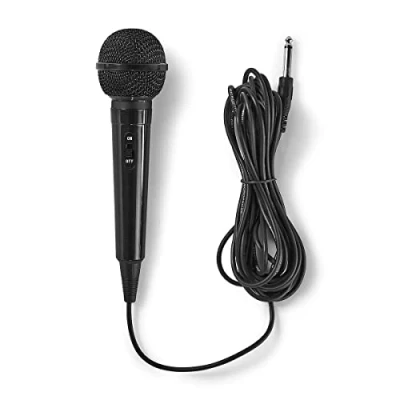 Abbildung von NEDIS Kabelgebundenes Mikrofon Cardioid Festkabel 5.00 m 80 Hz 12 kHz 600 Ohm 75 dB EIN /Ausschalter ABS Schwarz MPWD01BK