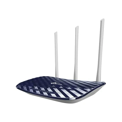 Abbildung von TP Link Archer C20 Dual Band WLAN Router (300Mbit/s auf 2,4GHz + 433Mbit/s 5GHz, 4 10/100 LAN 1 WAN Ports, unterstützt einfachen Gast Netzwerk Zugriff und Kinderschutz) blau weiß