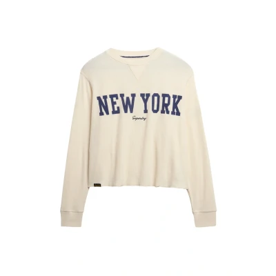 Abbildung von Superdry Athletic Essential LONG Sleeve Strickpullover, Damen, Größe: 40, Desert bone off white